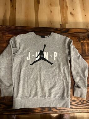 Jordan Grey Crewneck Sweatshirt with Black Jumpman Logo